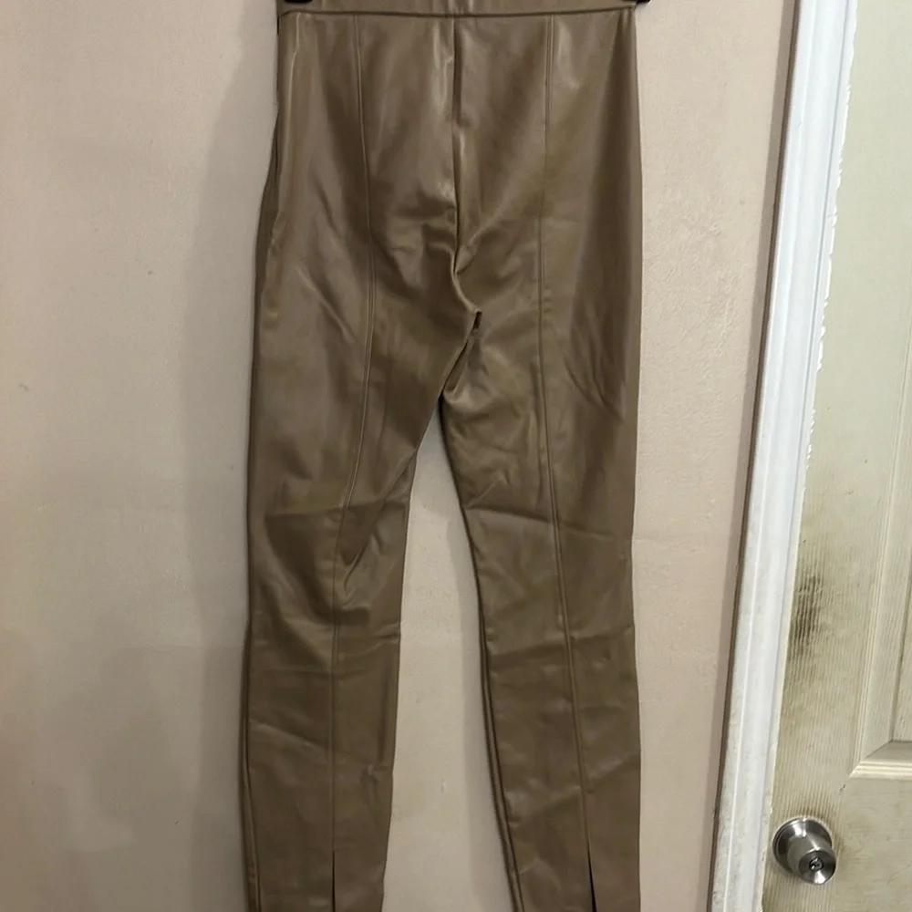 Zara Tan Straight Leg Pants with Structured Fabric
